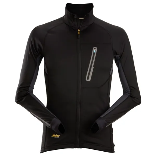 Image of Snickers LiteWork Full Zip Midlayer - Black/Steel Grey - XS