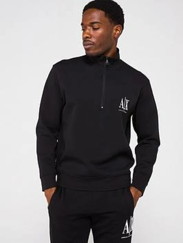 Image of Armani Exchange Icon Project 1/4 Sweatshirt Black XXL