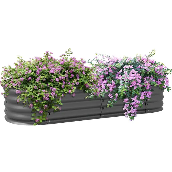 Image of Outsunny 2pk Raised Metal Garden Bed w/Edging Dark Grey
