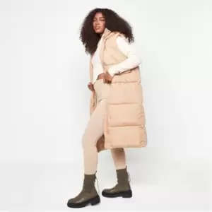 Missguided Recycled Petite Longline Puffer Gilet - Brown