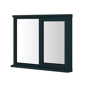 image of Clear Double Glazed Anthracite Grey Timber Right-Handed Top Hung Window, (H)1045mm (W)1195mm