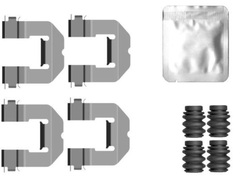 Image of HELLA Brake pad fitting kit HELLA 8DZ 355 207-131
