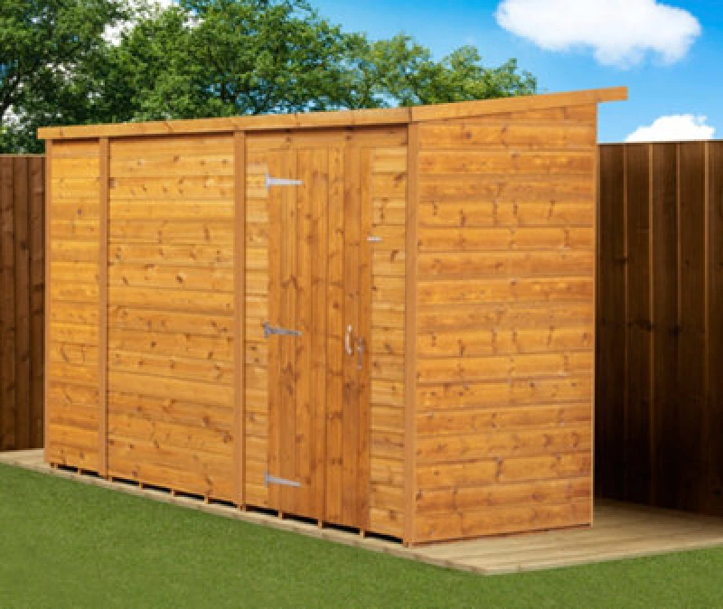 Image of Empire Sheds Empire Modular Pent 10X4 Dipped Treated Tongue And Groove Wooden Garden Shed Single Door (10' X 4' / 10ft X 4ft) (10X4)