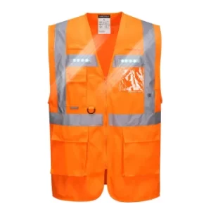 Image of Portwest Orion Executive Class 2 Hi Vis LED Waistcoat Orange 2XL