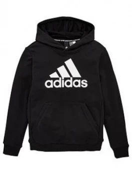 Image of Boys, adidas Youth Badge Of Sport Hoodie - Black/White, Size 11-12 Years