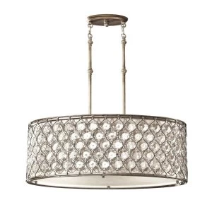 Image of 3 Light Ceiling Cylindrical Pendant Polished Silver, E27