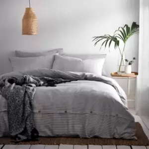 Image of The Linen Yard Holbury King Duvet Cover Set Cotton Grey