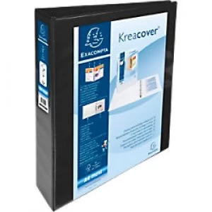 Image of Exacompta Presentation Ring Binder Kreacover Personal 51843NE Polypropylene A4+ 4 ring 40 mm Black Pack of 10