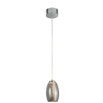 image of Searchlight Lighting - Searchlight Cyclone 1 Light Pendant, Smoked Glass 3000K