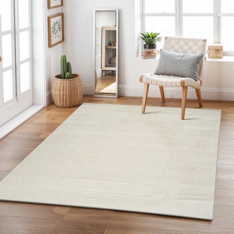 Image of Livabliss Scandi Modern High Pile Off-White Ambre Area Rug 200 X 275cm - Easy Care, Non Shedding, Ideal For Living Room & Bedroom
