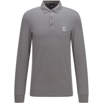 image of Hugo Boss Passerby Long Sleeve Polo Shirt Dark Grey Size 2XL Men