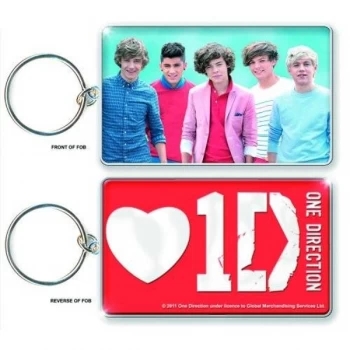 image of One Direction - Band Shot & Logo Keychain