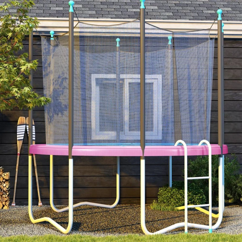 Image of SPORTNOW 8FT Trampoline Pad Spring Cover, Waterproof, Pink Pink