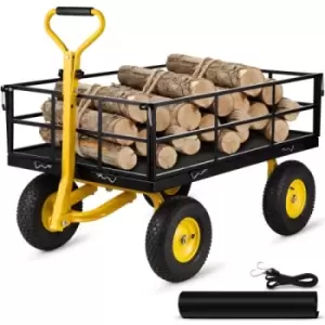 image of VEVOR Steel Garden Cart, Heavy Duty 1200 lbs Capacity, with Removable Mesh Sides to Convert into Flatbed, Utility Metal Wagon with 2-in-1 Handle and 1