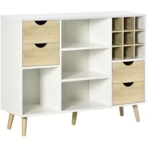 image of Kitchen Sideboard Storage Cabinet with Removable Wine Holder, Natural - Natural wood finish - Homcom