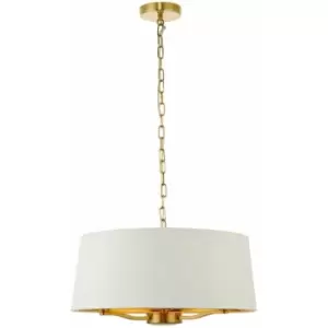 image of Loops - Ceiling Pendant Light Satin Brass & Vintage White Fabric 3 x 40W E14 e10194