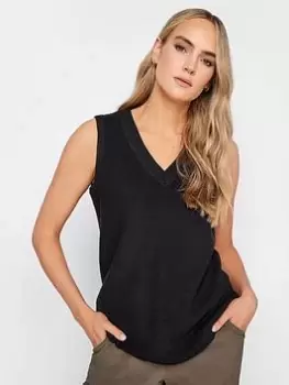 Image of Long Tall Sally Black V Neck Knitted Vest, Black, Size 14-16, Women