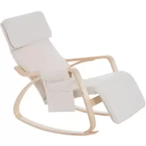 image of Homcom - Rocking Chair Recliner Armchair with Adjustable Footrest, Cream White - Cream