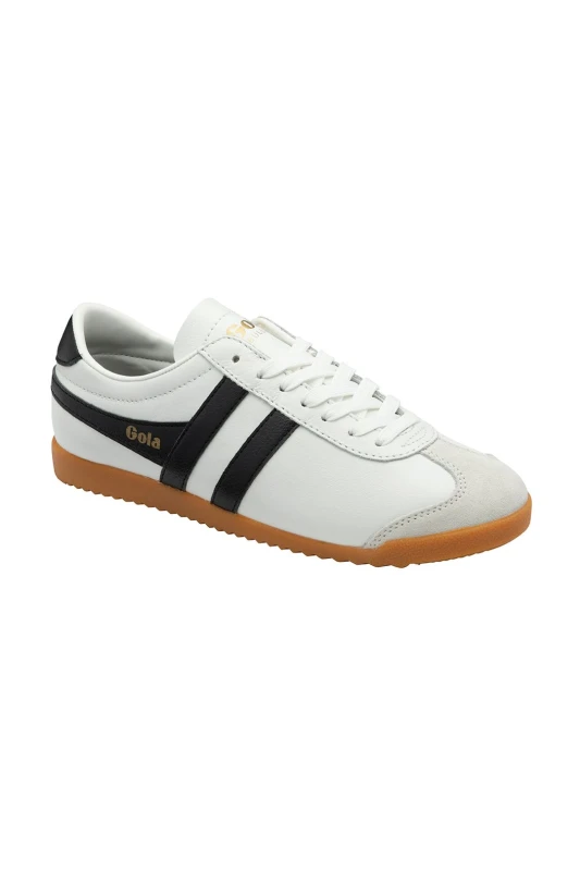 Image of Gola Classics Womens 'Bullet Leather' Lace-Up Trainers in White Size: 6 White Female 6