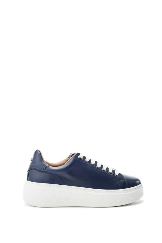 Image of Moda In Pelle Womens Cherrie' Leather Trainers in Navy Size: 6 Navy Female 6