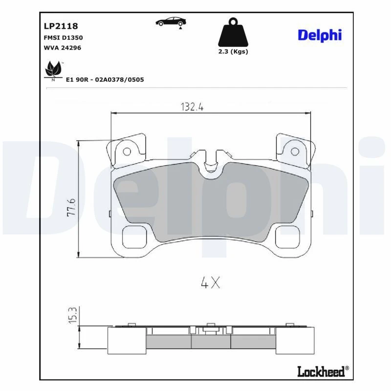 Image of DELPHI Brake pad set DELPHI LP2118