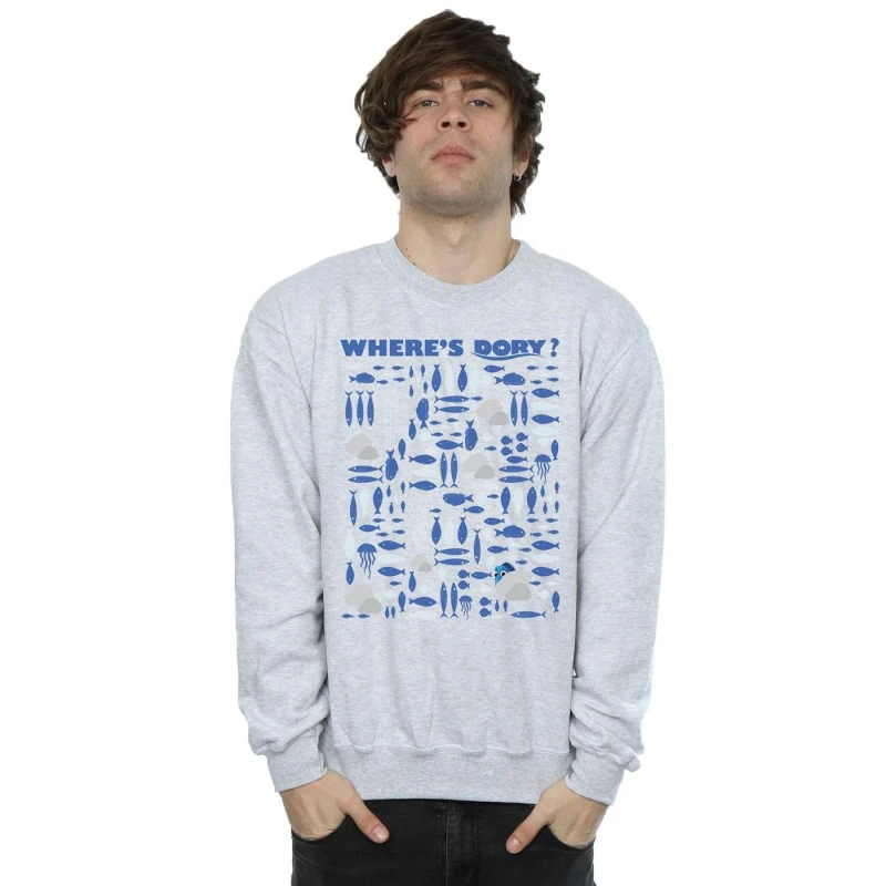 Image of Disney Men Finding Dory Where's Dory? Sweatshirt in Grey Size: Small Grey S Male 5057245560375
