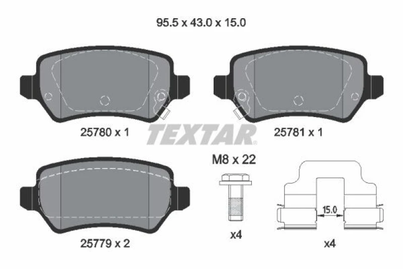 Image of Brake pad set TEXTAR 2578001