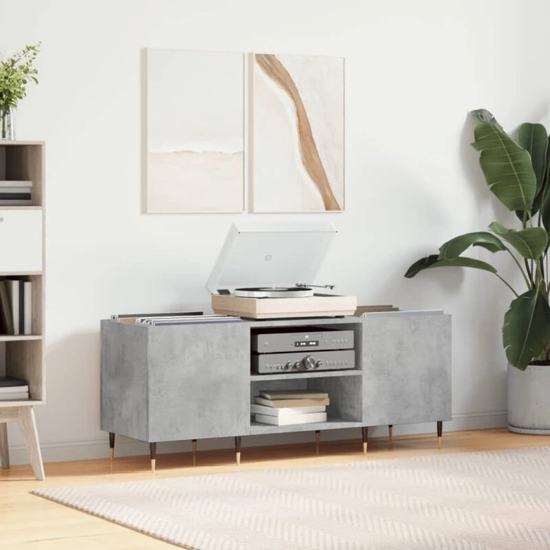 Image of VIDAXL Record Cabinet Concrete Grey 121x38x48cm Engineered Wood Vidaxl 8720845876838