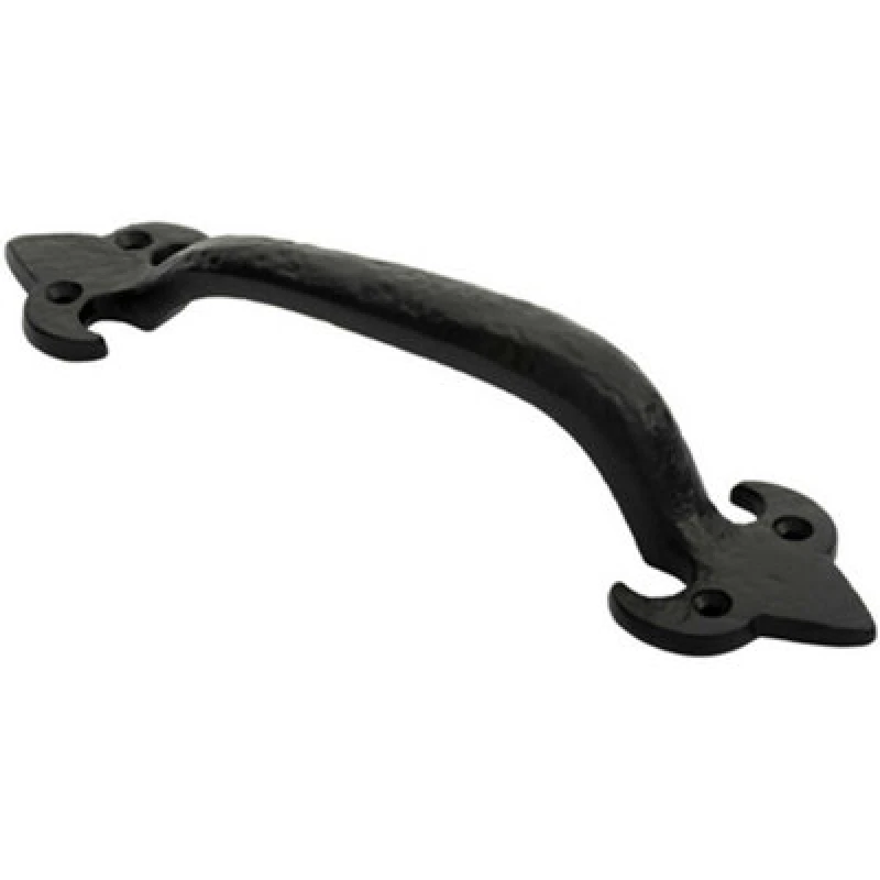 Image of Loops Traditional Forged Iron Pull Handle 230 x 56mm Black Antique Door Handle Black unisex