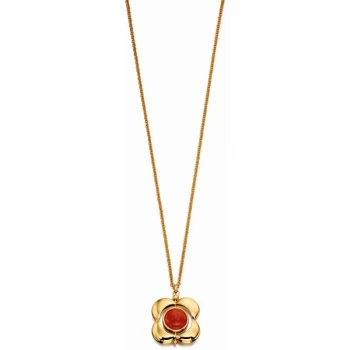 image of Ladies Orla Kiely Sterling Silver Tigers Eye & Red Quartz Rotating Flower Necklace