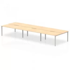 Image of B2B Silver Frame Bench Desk 1600 Maple (6 Pod)