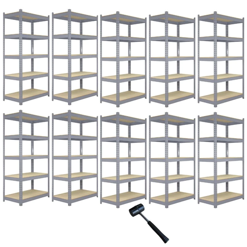 Image of MONSTER RACKING Monster Shop - 10 x Grey Racking Bay Unit 5 Tier Heavy Duty Steel Metal 200kg 5055986106104
