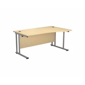 Image of TC Office Start Silver Cantilever Frame Right Hand Wave Desk 1600x1000mm, Maple