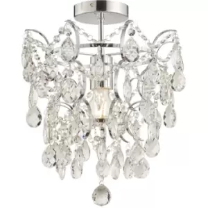 Image of Decorative Flush Bathroom Ceiling Light Fitting - Clear Glass Crystal Details