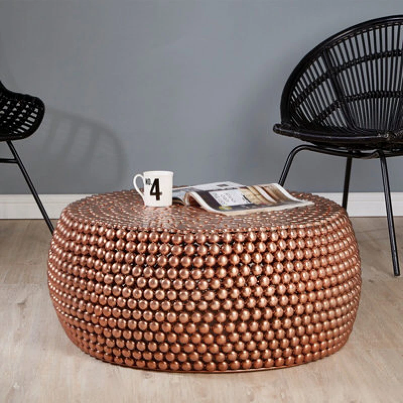 Image of Orsina Beaded Iron Copper Coffee Table