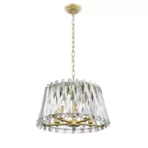 Image of Mirabell Crystal Pendant Ceiling Light, Gold, 5x E14