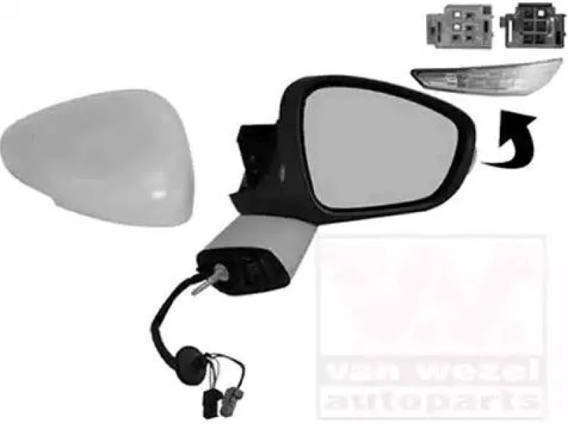Image of VAN WEZEL 0968808 Wing mirror * HAGUS * Right, with temperature sensor, primed Outside Mirror (50)