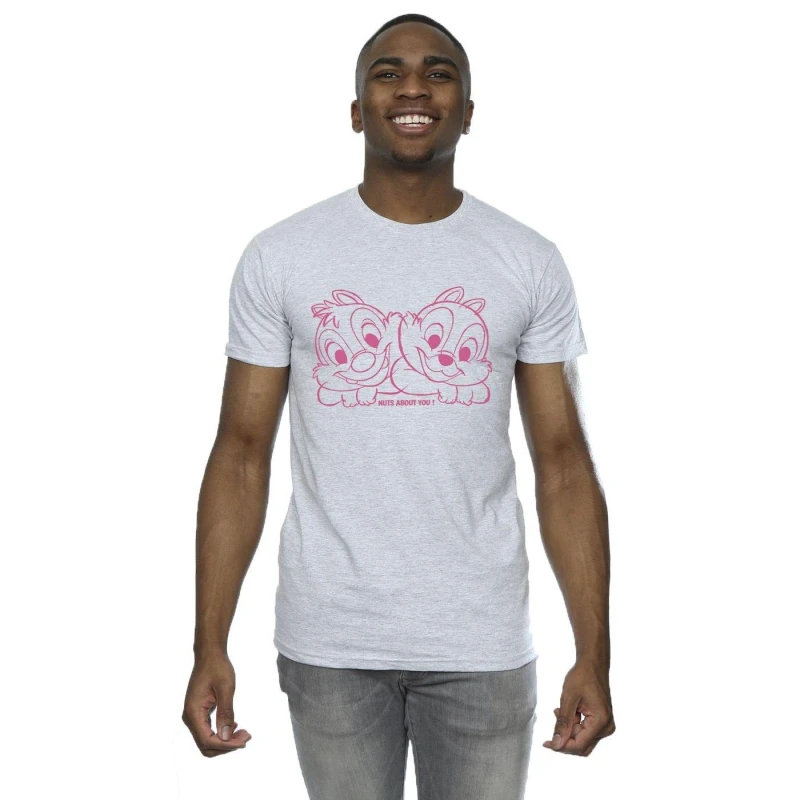 Image of Disney Men Chip 'n' Dale Nuts About You T-Shirt in Grey Size: Small Grey S Male 5063153448087