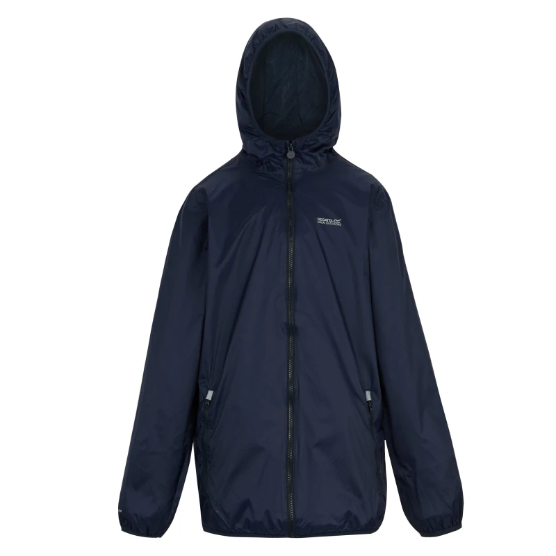 Image of Regatta Kids Lever II Packable Reflective Long Sleeve Waterproof Jacket Navy male 7-8 (S)