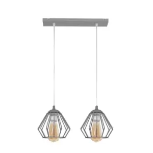 Image of Agat Straight Bar Pendant Ceiling Light Grey 40cm