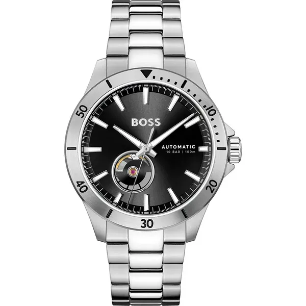 image of BOSS 1514202 Mens Troper Automatic Black Dial / Stainless Watch