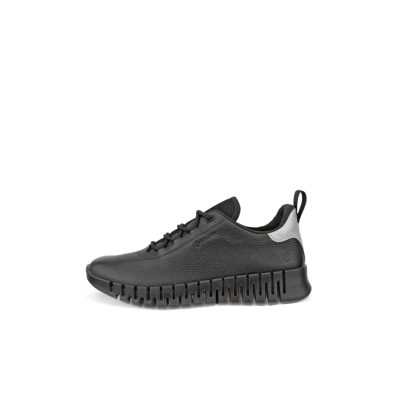 Image of Ecco Gruuv 218233 Full Grain Leather Womens Low Top Trainers - Black - Size:UK 4.5