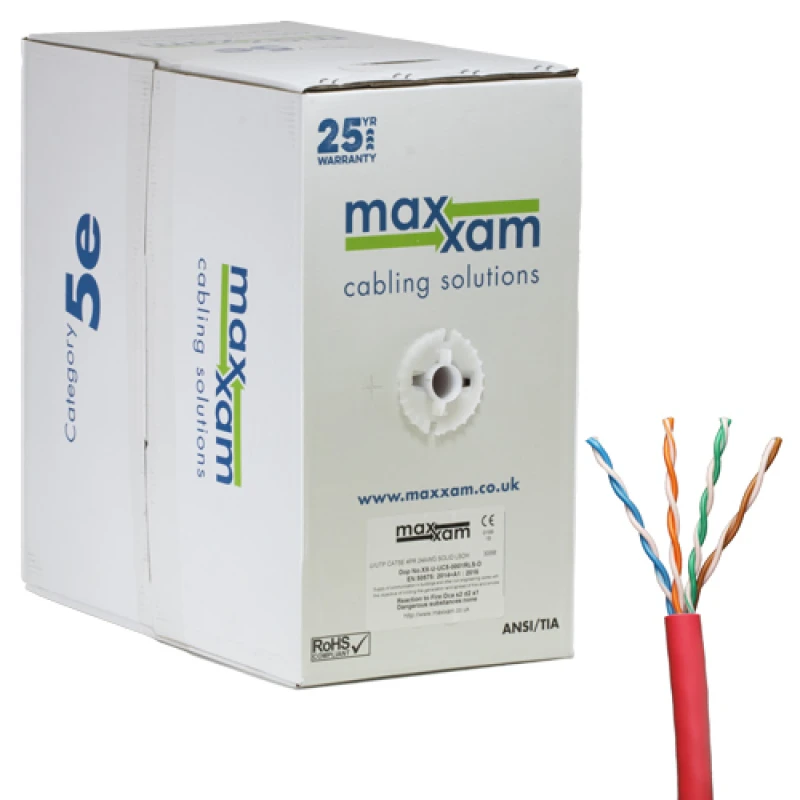 Image of Cablenet Cat5e Red U/UTP LSOH 24AWG Solid CPR Dca Cable 305m Reelex Bo