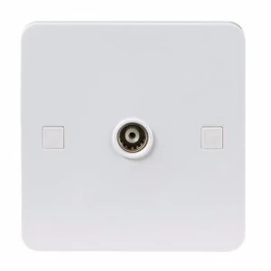 image of KnightsBridge Pure 4mm White Coaxial TV Outlet Un-Isolated Single Wall Plate