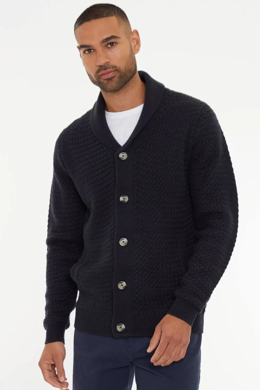 Image of Threadbare Threadbare Men 'Lindow' Shawl Collar Knitted Cardigan in Navy Size: Small Navy S Male 7625914435651
