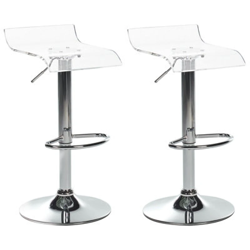 Image of Beliani Set Of 2 Bar Chairs Neum Swivel Transparent