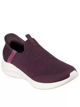 Image of Skechers Ultra Flex 3.0 Sequin Stretch Knit Slip-Ins - Wine Knit/Trim