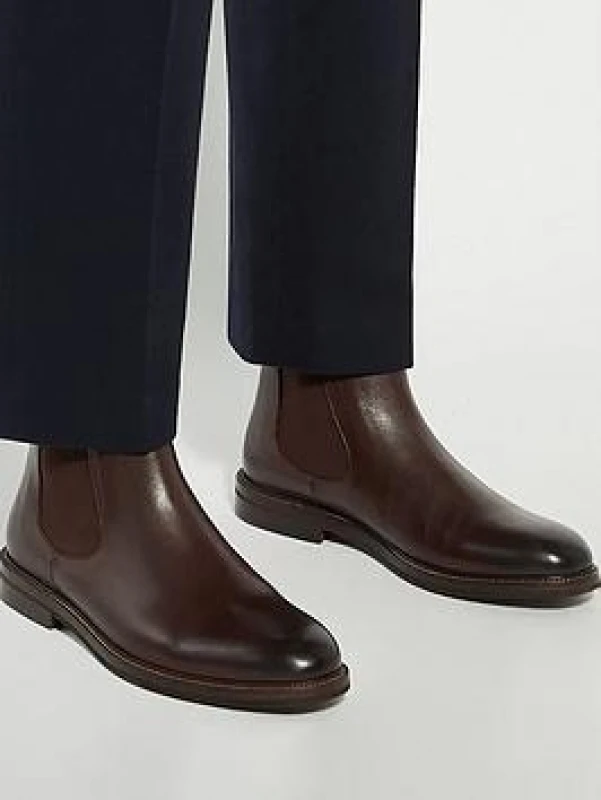 Image of Dune London Dune London Men 'Maisen' Leather Chelsea Boots in Brown Size: 8 Brown 8 Male 5050808716059