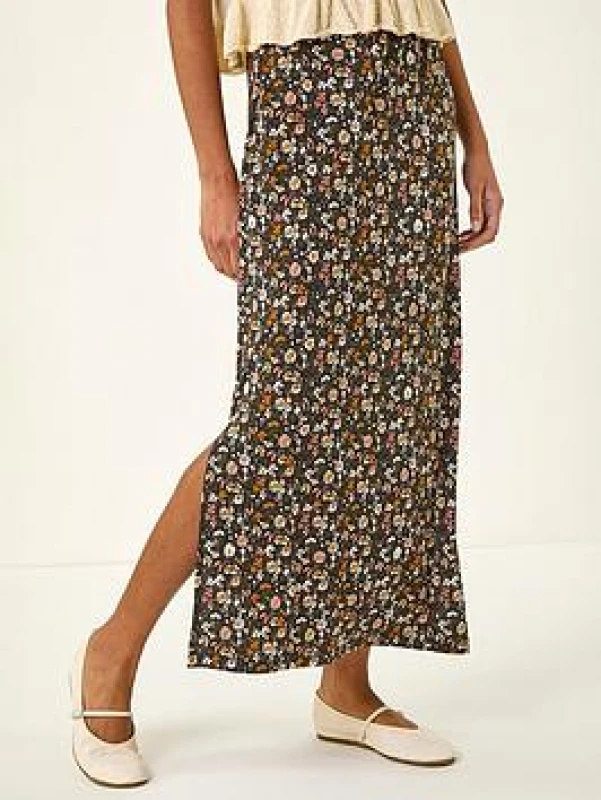 Image of Roman Womens Ditsy Floral Stretch Maxi Skirt Size: 20 Multicolor Female 20