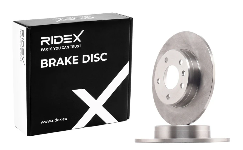 Image of RIDEX 82B0652 Brake disc Rear Axle, solid, Cast Iron, Uncoated, Untreated, without bolts/screws Cast Iron Brake Disc (82)